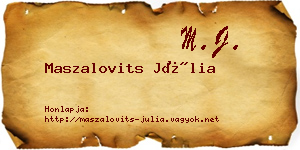 Maszalovits Júlia névjegykártya